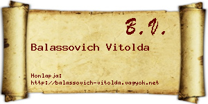 Balassovich Vitolda névjegykártya